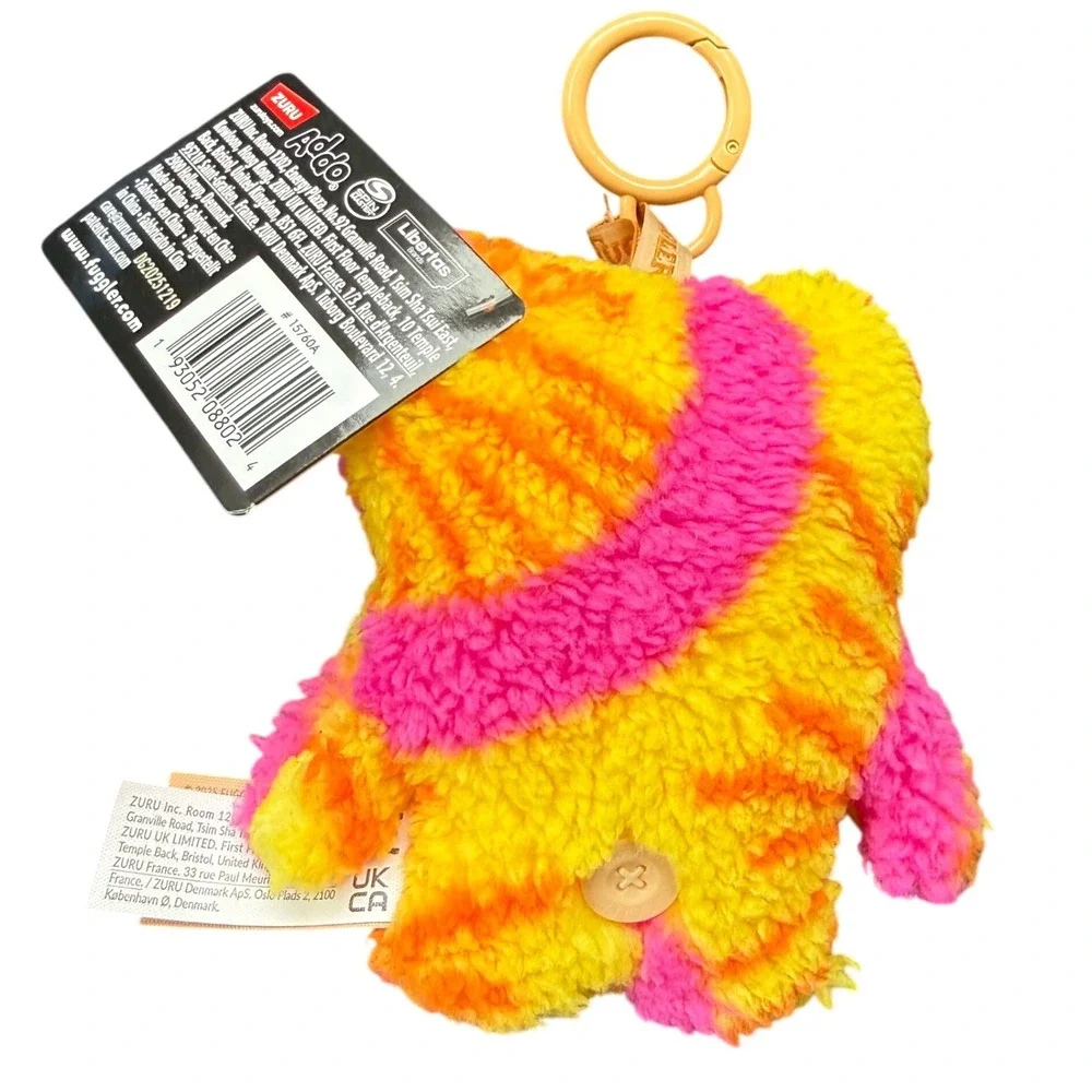 Zuru Fuggler Keyring Plush Monster Pink‎ Orange Yellow New Tie Dye Teeth Clip